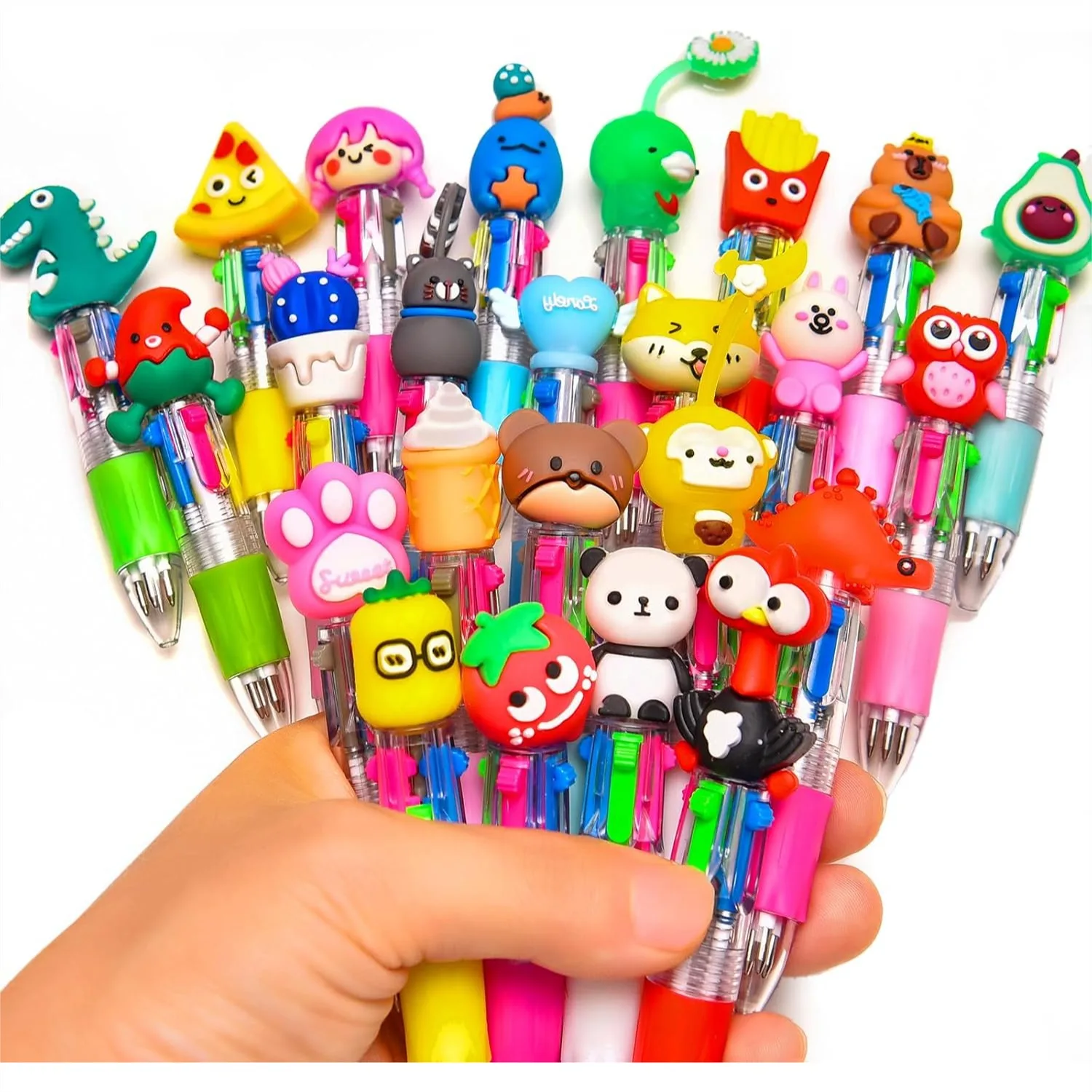 

24 Pack Mini Multicolor Pens 4-in-1, Cute Bulk Ballpoint Pens for Party Favors, Birthdays, Classroom Prizes and Back to School