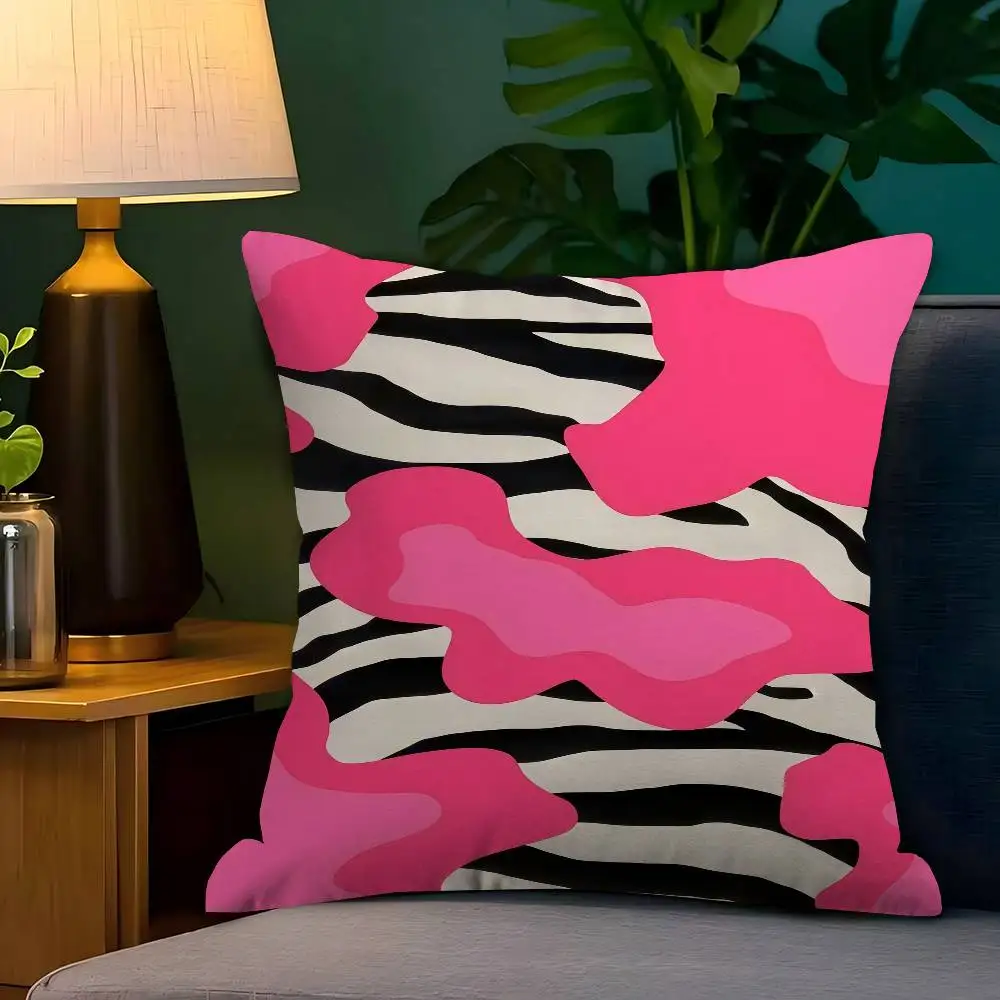 

Pink Zebra Print Personalized Picture Text Home Decorative Pillows Household Gifts 45x45cm