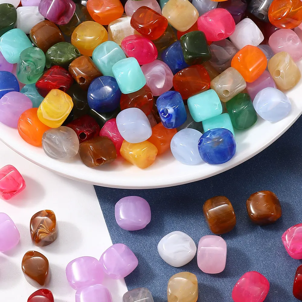 50 Stück Acrylperlen in verschiedenen Farben, 11×8 mm, unregelmäßige glänzende lose Abstandsperlen für die Schmuckherstellung, DIY-Armband- und Halskettenzubehör – Detail 8