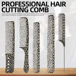 5Pcs Barber Leopard Print Shiny Edge Comb Salon Hair Hairdressing Anti-static Barbers Comb Multi-purpose Home Creative Gifts