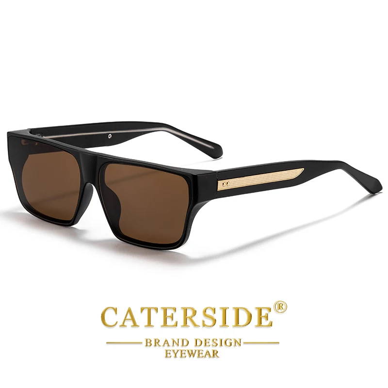 CATERSIDE Quadratische Herren-Sonnenbrille, luxuriöse goldene Tempeldekoration, Sonnenbrille, modische Damen-Outdoor-Reisebrille, UV400 – Detail 8