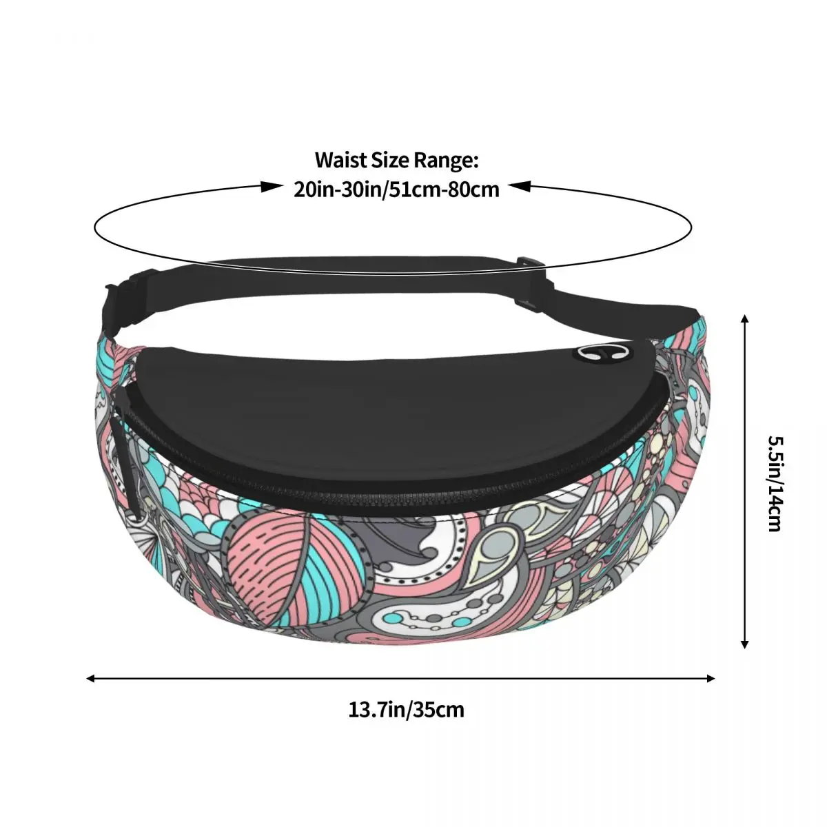 Paisley Doodle Patroon Heuptasje Op Maat Gemaakte Bloemenkunst Crossbody Taillepakket Mannen Vrouwen Reizen Telefoon Geld Zakje