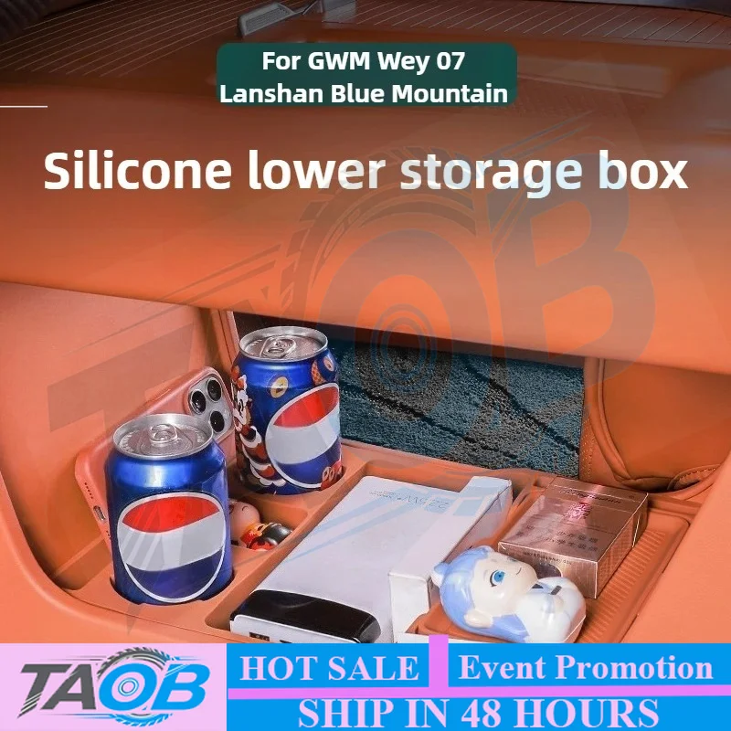 For GWM Wey 07 Car Central Control Lower Storage Box Silicone Pad Partitioned Storage Organizer Case Car Interior Accessories