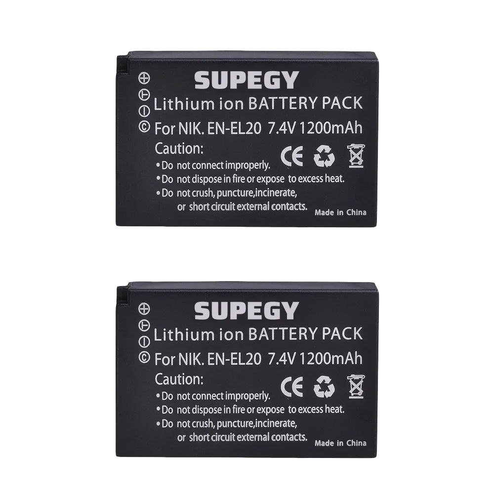EN-EL20 EN EL20 EN EL20a Battery + USB Charger with Type C Port for Nikon Coolpix P1000 Nikon1 J1, J2, J3 Nikon1 AW1