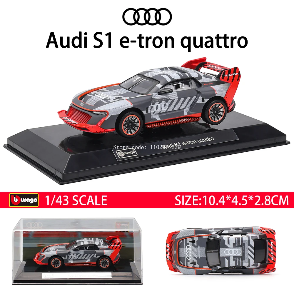 Bburago 1:43 Audi S1 Lamborghini Huracan Super Trofeo EV02 Alloy Luxury Vehicle Diecast Pull Back Cars Model Toy Collection Gift