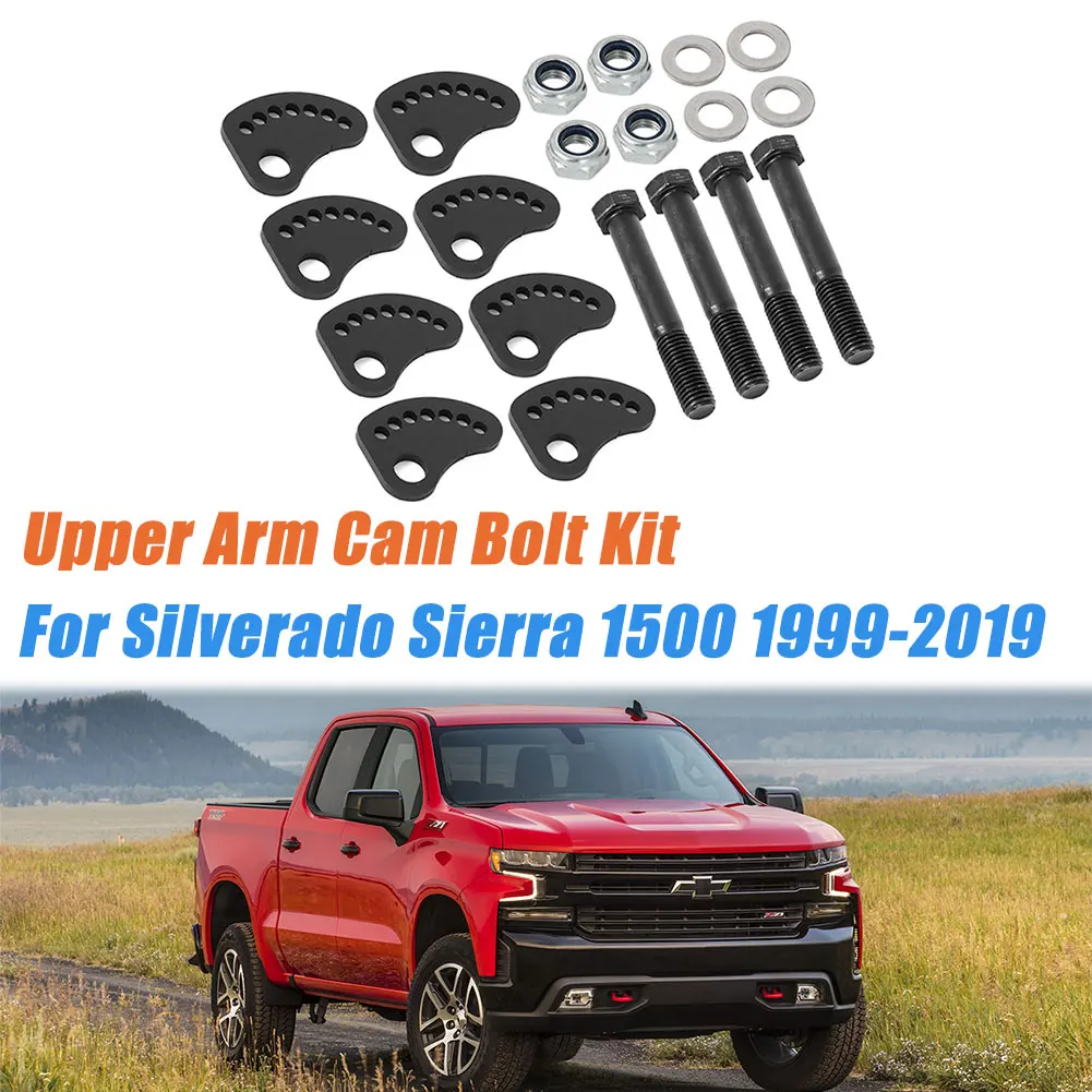 

For Silverado Sierra 1500 1999-2019 Camber Lock Alignment Fix & Upper Arm Cam Bolt 304 Stainless Steel Kit