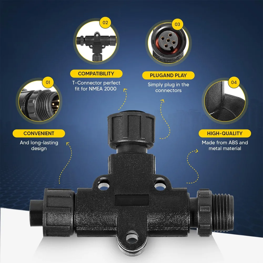 

Водонепроницаемый Т-образный разъем NMEA2000T (N2k) для сетей Garmin, Lowrance, Simrad, B&G, Navico, Plug-and-Play, аксессуары для лодок (Т-образный соединитель)