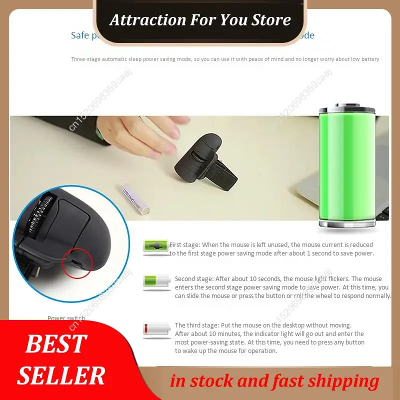 Hot Selling 2.4G Wireless Finger Ring Optical Mini Mouse, Lazy Finger Mini Fingertip Wireless Mouse USB Optical Ring Laptop Mous