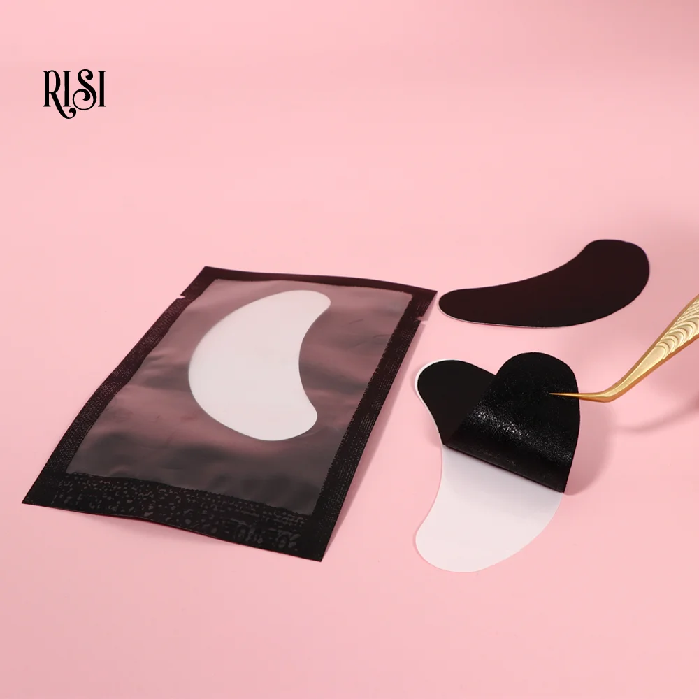 RISI 50Pairs/lot New Material UV Black Patches for Eyelash Extension Eye Gel Pads Hydrogel Isolate UV Eye Patches - view 5