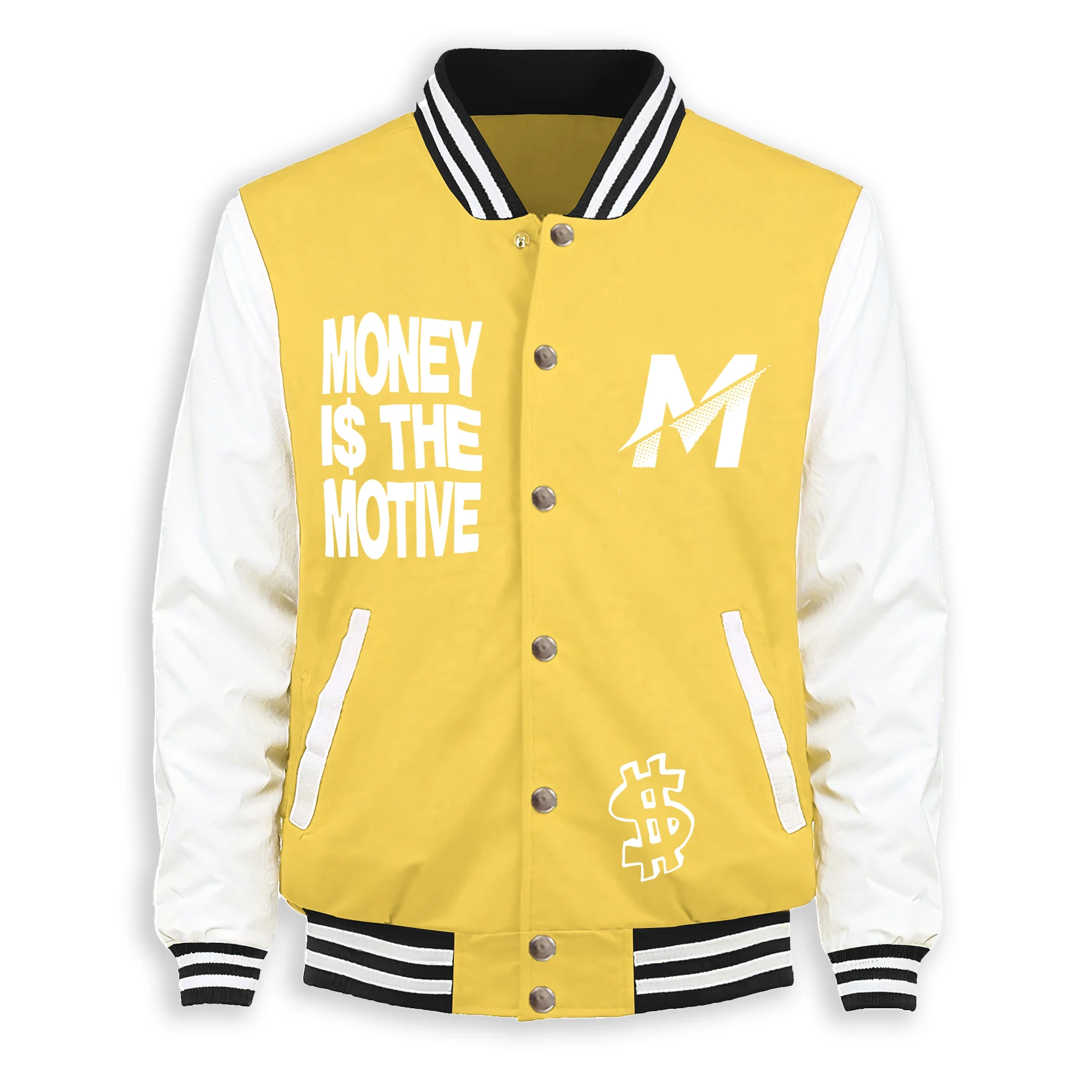 

More Is The Motive M Print Men Streetwear Hip Hop Fashion Button Jacket Casual Loose Baseball Jersey Autumn Unisex Retro Top