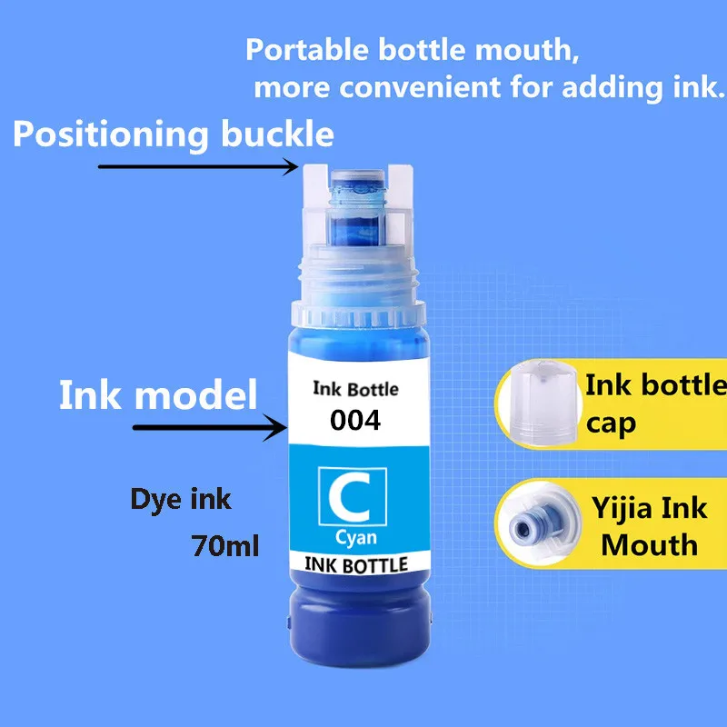 4*70ML Refill Ink For Epson 004 L1119 L3108 L3115 L3151 L3118 L3119 L3156 L3158 L1118 L3153 L4158 L4168 Printer