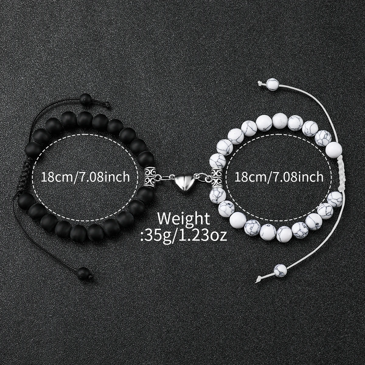 4Pcs/Set Fashion Couple Watch Women's Men's Simple Imitation Leather Quartz Watch with Black White Magnetic Bead Bracele