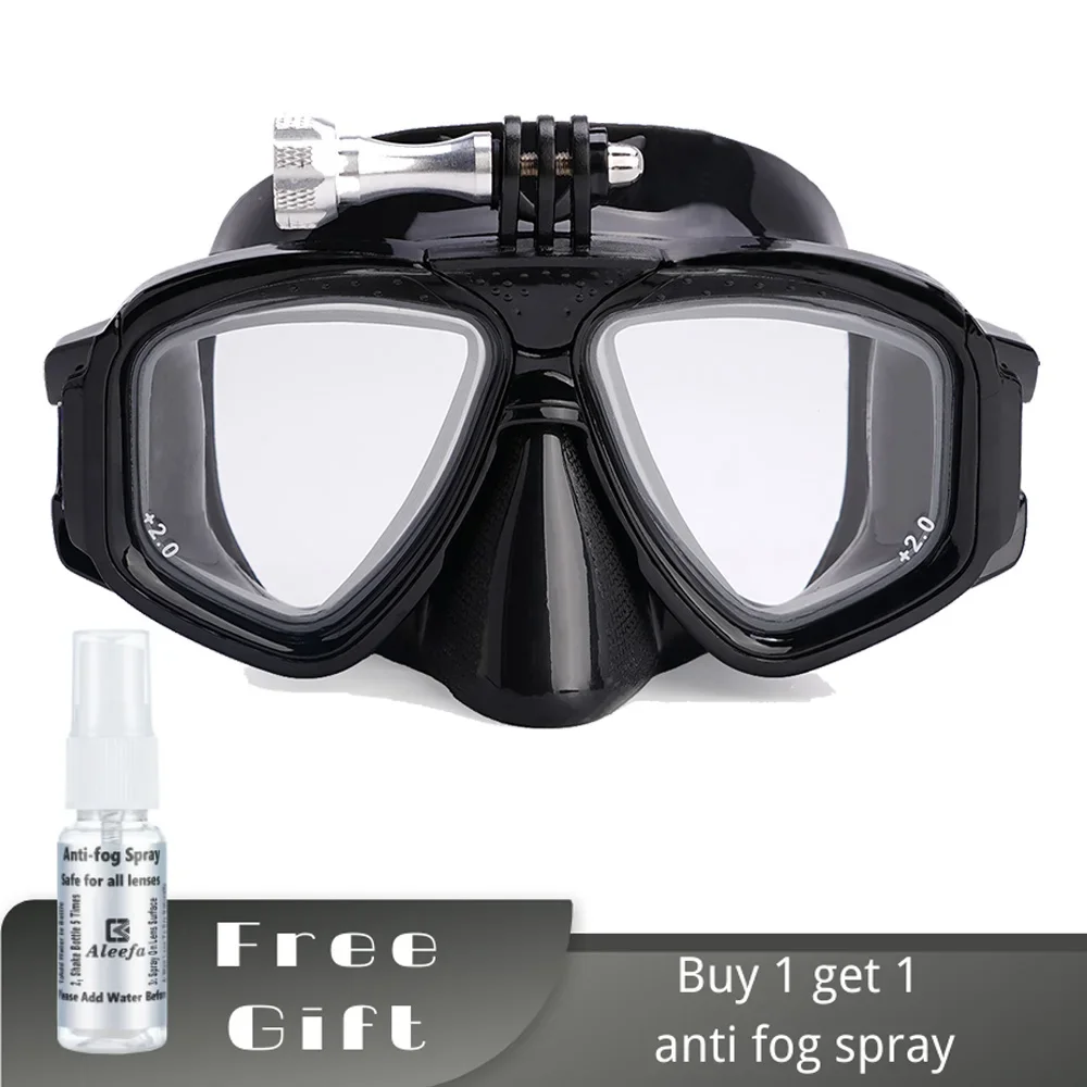 Farsighted  Scuba Dive Masks with Tempered Glass Lenses, Reading Hyperopia Dive Gear for Men Women, +2.0 To +5.0