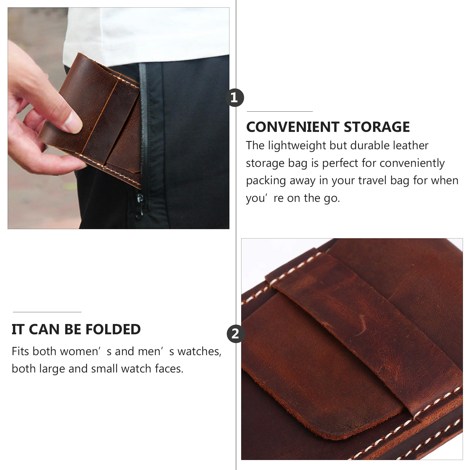 

1Pcs Watch Storage Bag Cowhide Durable Portable Travel Organizer Watch Pouch Suitable for Men Women Gift