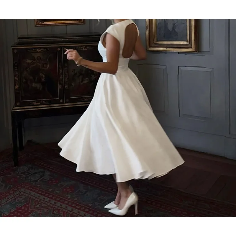 

Spring and Summer 2026 Temperament Waist One-word Collar Sleeveless Backless Long Women's Dress