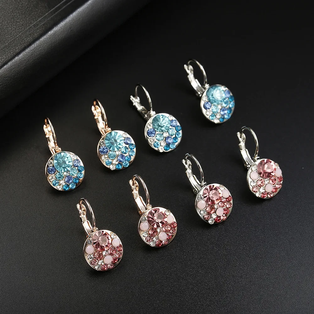 Exquisite Engagement Drop Ear Earrings Yellow Gold Color Round Earrings for Women Bride Wedding Party Jewelry Gifts Wholesale