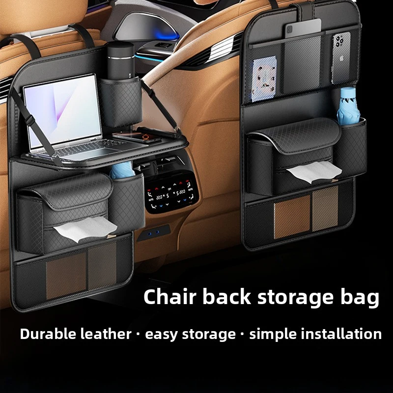 

Car seat storage bag Multifunctional car dining table and seat back storage bag, backrest hanging storage bag for in-car use
