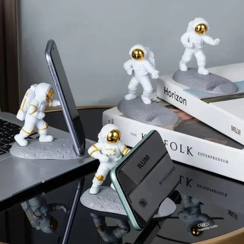 Handy Ständer Spaceman Skulptur Schreibtisch Dekoration Handy Unterstützung Halter Astronaut Faule Halterung für iPhone Samsung Xiaomi