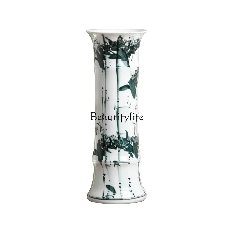 FG10*Yangfugui Bamboo Ceramic Vase Chinese Living Room Flower Arrangement Study Office Ornament
