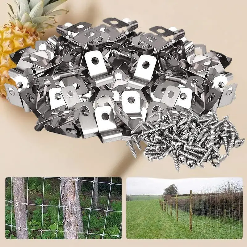 100Pcs Aluminum Fence Clamps Metal Livestock Fence Clips Garden Farm Fence Attachment Clamps For Fence Fastening