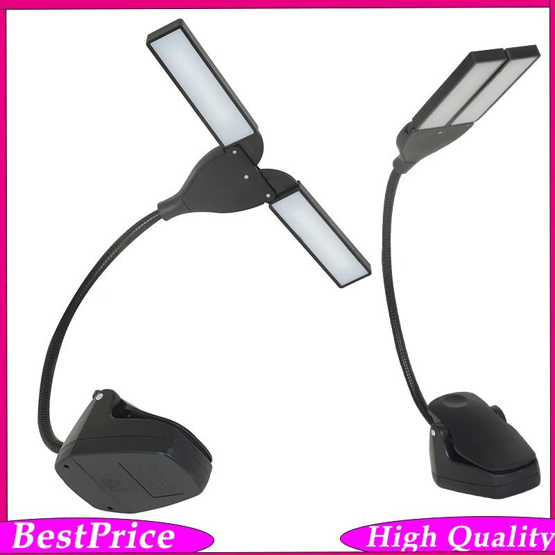 DP-02 Dual-Head LED Rechargeable Flexible Music Stand Light Bendable Metal HoseUSB Rechargeable for Sheet Music & Piano