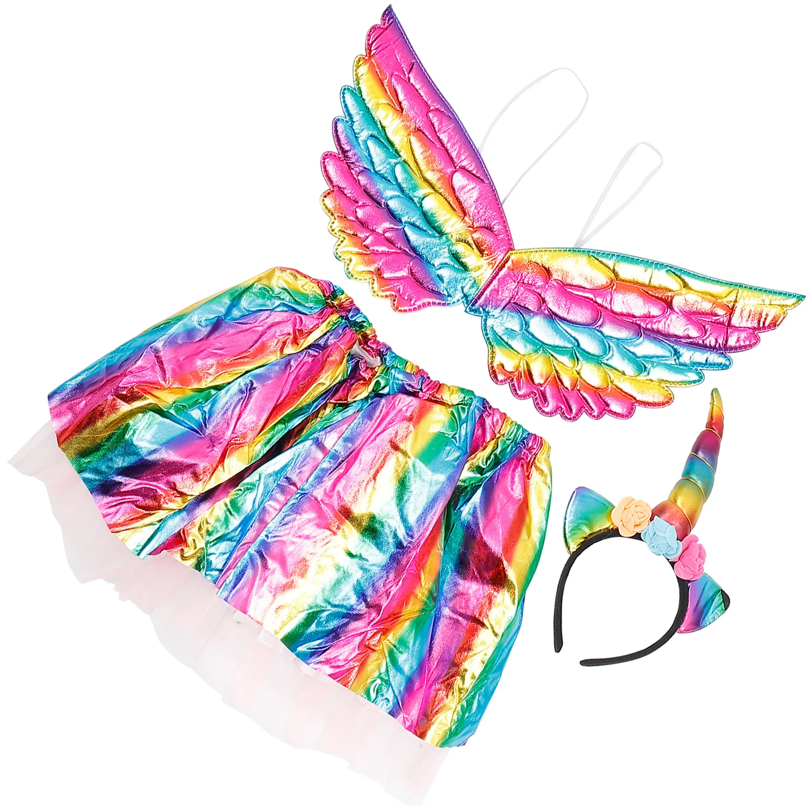 3 pièces enfants licorne bandeau Tulle jupe ensemble argent princesse robe Costume pour fête scène Performance danse enfants licorne bandeau