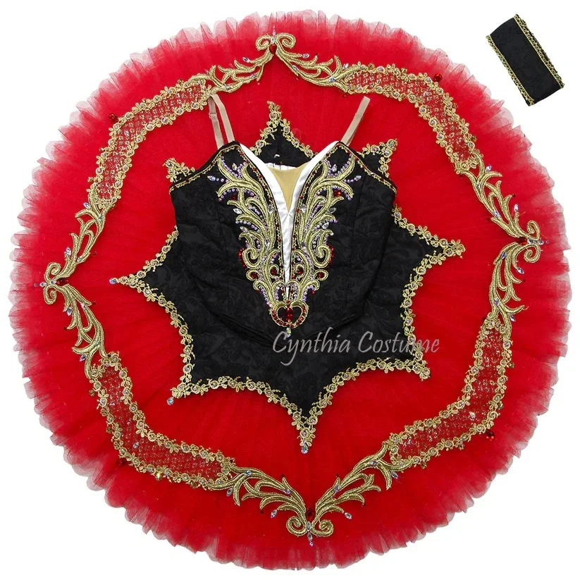 

Adult Black Red Classical Tutu With Bodice Hooks Snowflakes The Nutcracker Ballet Dress Dance Performance Costume for girls