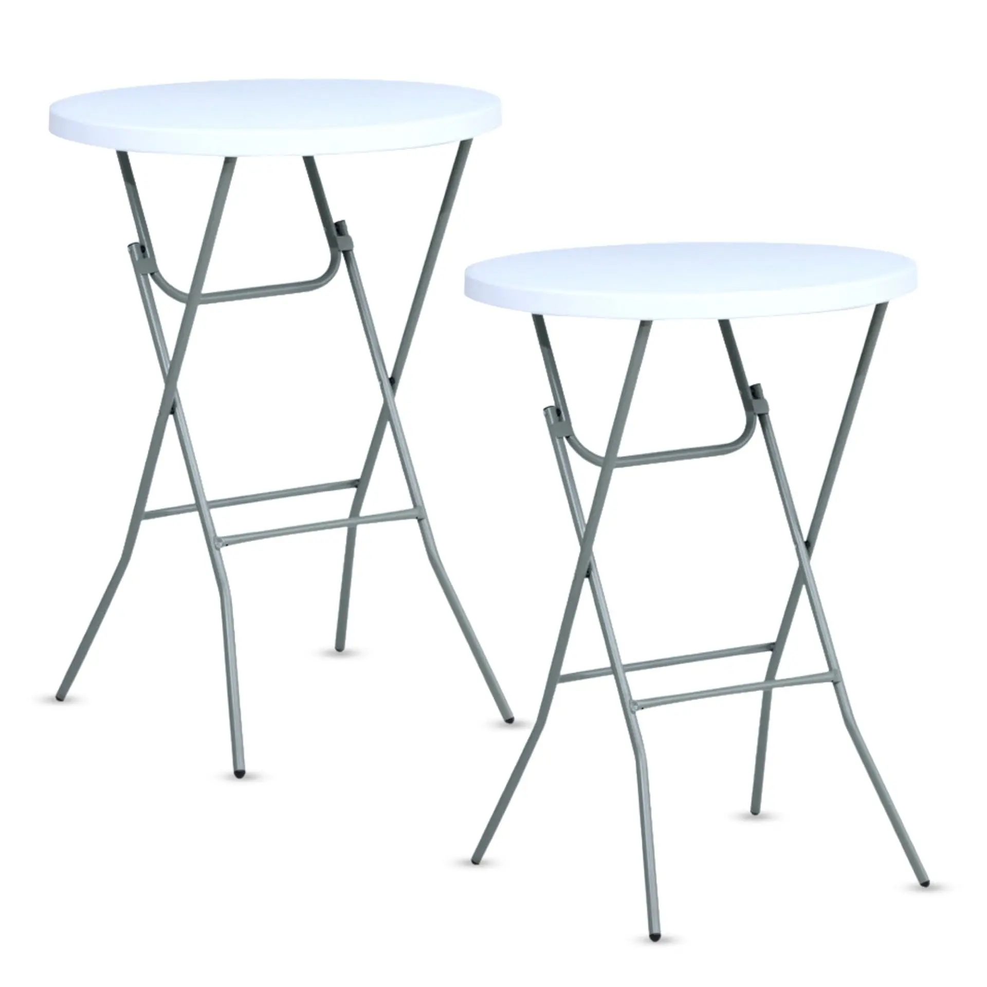 

32 Inch Folding Bar Height Tables 2 Pack White Round High Top Cocktail Tables For Indoor Outdoor Use