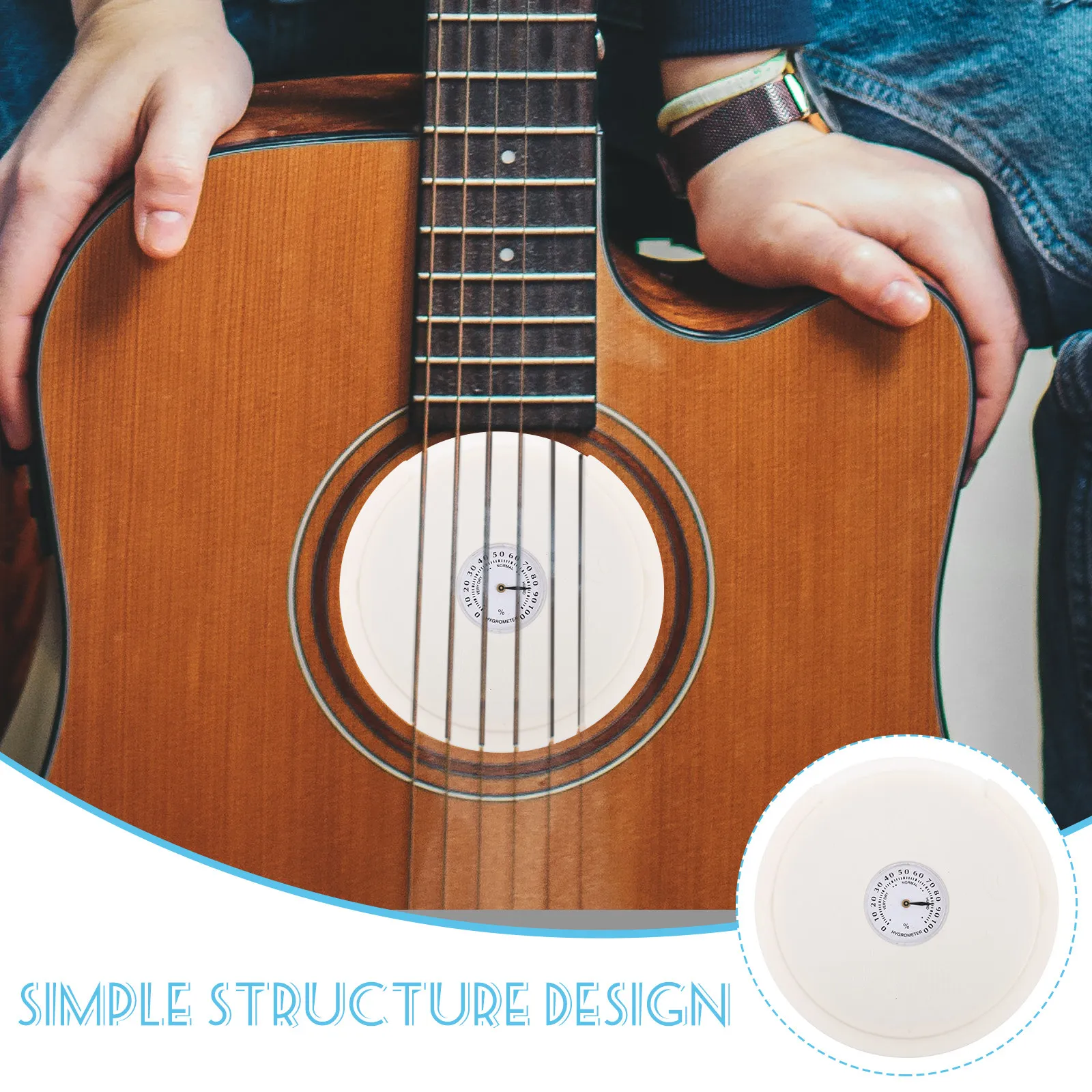 Guitar Humidifier Acoustic Sound Hole Hygrometer Kit for Folk Guitar Maintenance Care Precise Humidity Control