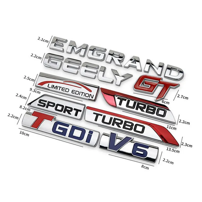 EMGRAND SPORT GEELY LIMITED is suitable for Geely Boyue new Emgrand Borui car logo TGDI V6 TURBO GT tail logo body side stickers