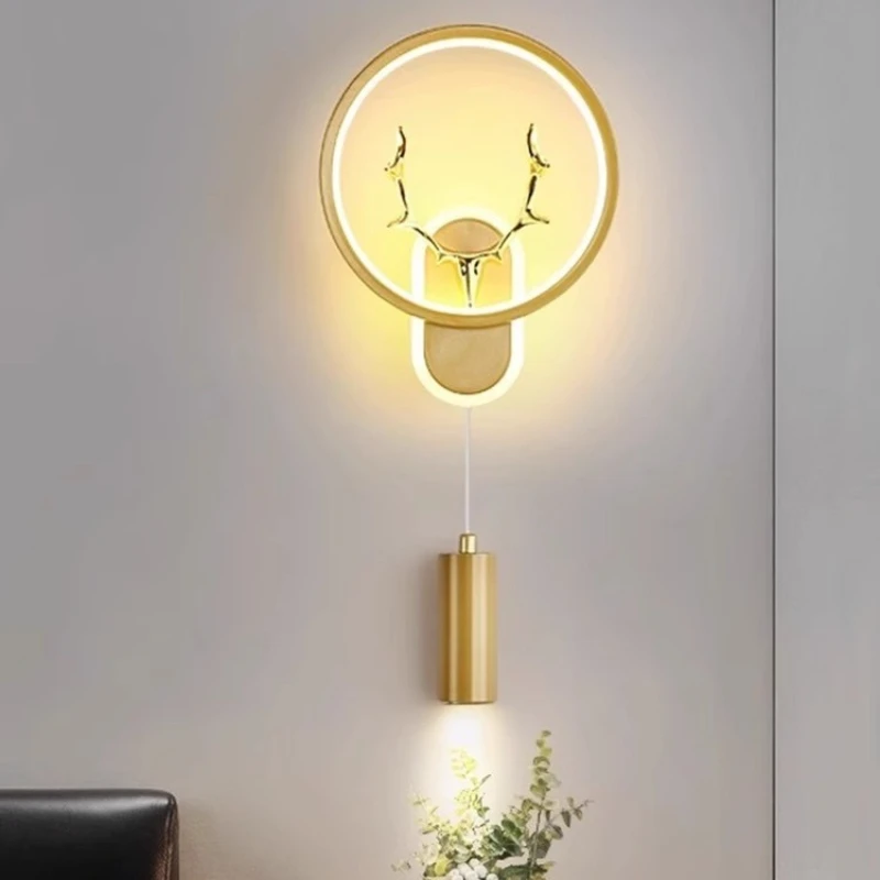 

LED Antlers Decorative Wall Lamp Nordic Creative Minimalist Living Room Background Corridor Study Bedroom Bedside Spotlights