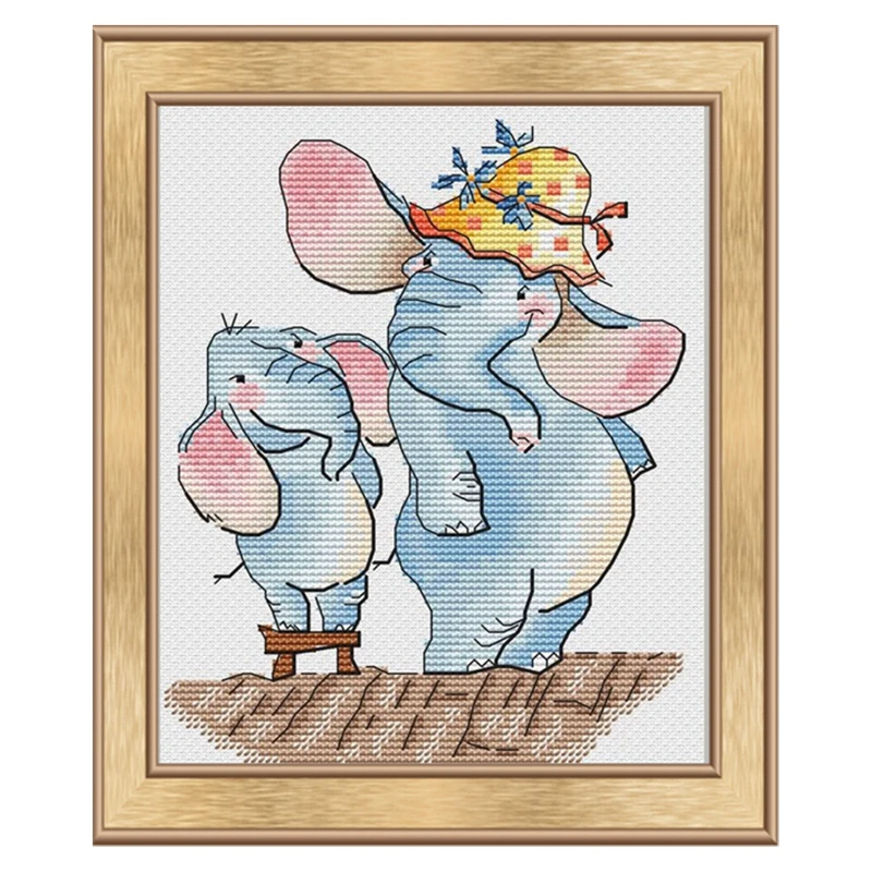 

Cross-stitch set, I've grown taller, cartoon elephant, home to kill time, relieve boredom and stress, hand embroidery material p