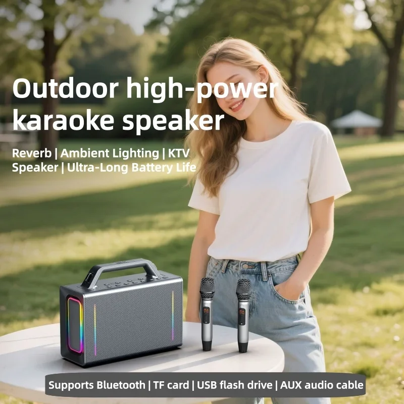 Microphone Speaker Bluetooth Wireless Integrated Microphone Speaker Family Party Karaoke Singing Microphone Long Battery Life