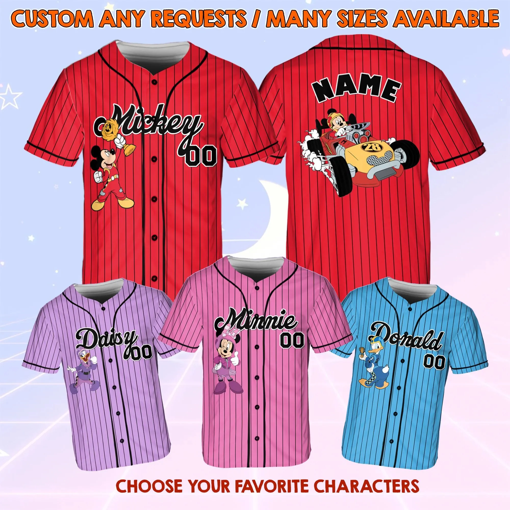 

Спортивные гоночные костюмы с Микки и друзьями, гоночные костюмы с Микки Диснеем, гоночные костюмы с Микки Маусом, винтажные гоночные рубашки Disney