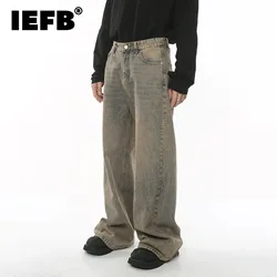 IEFB 2024 Spring Men's Baggy Jeans Worn Out Loose Wide Leg Denim Pants Chic Distressed Streetwear Vintage Male Trousers 9C2019