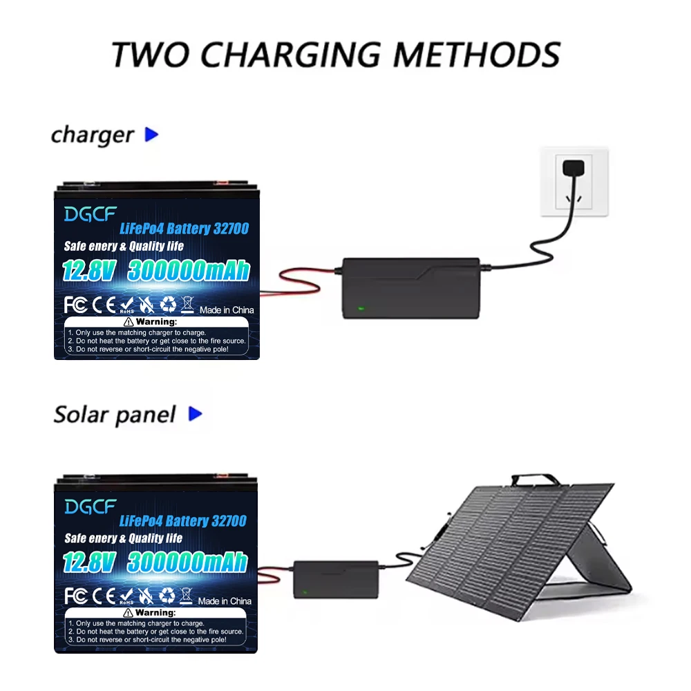DGCF 12.8V 300AH Lithium Iron Phosphate Battery With BMS  Pack Battery 8000 Cycle Travel Vehicle Solar Wind Turbine Camping