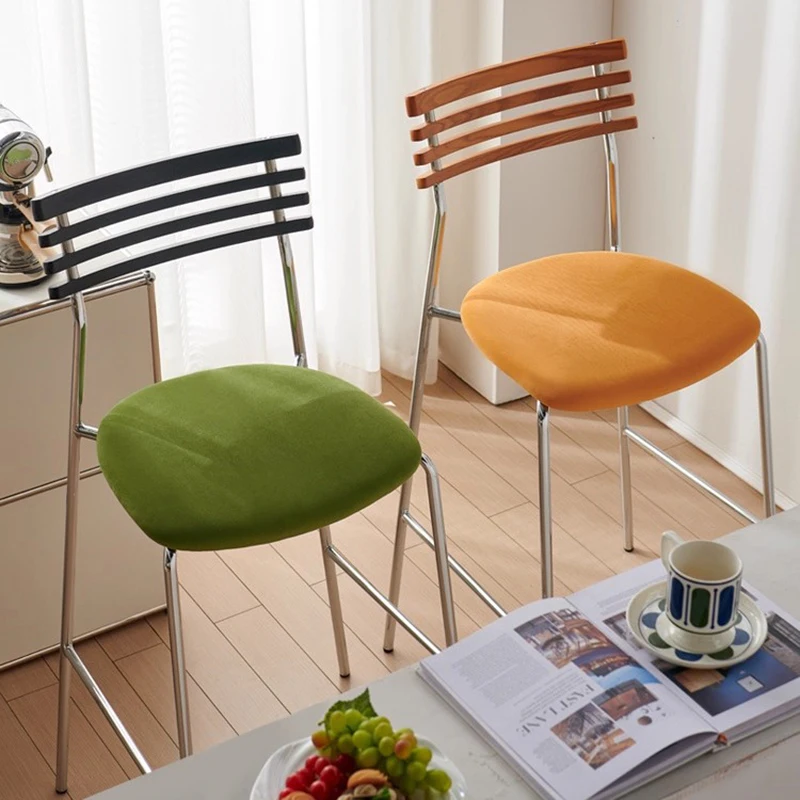 Modern Nordic Bar Chairs Designer Restaurant Ergonomic Metal Bar Stools Soft Relaxing Sillas Para Comedor Trendy Furniture
