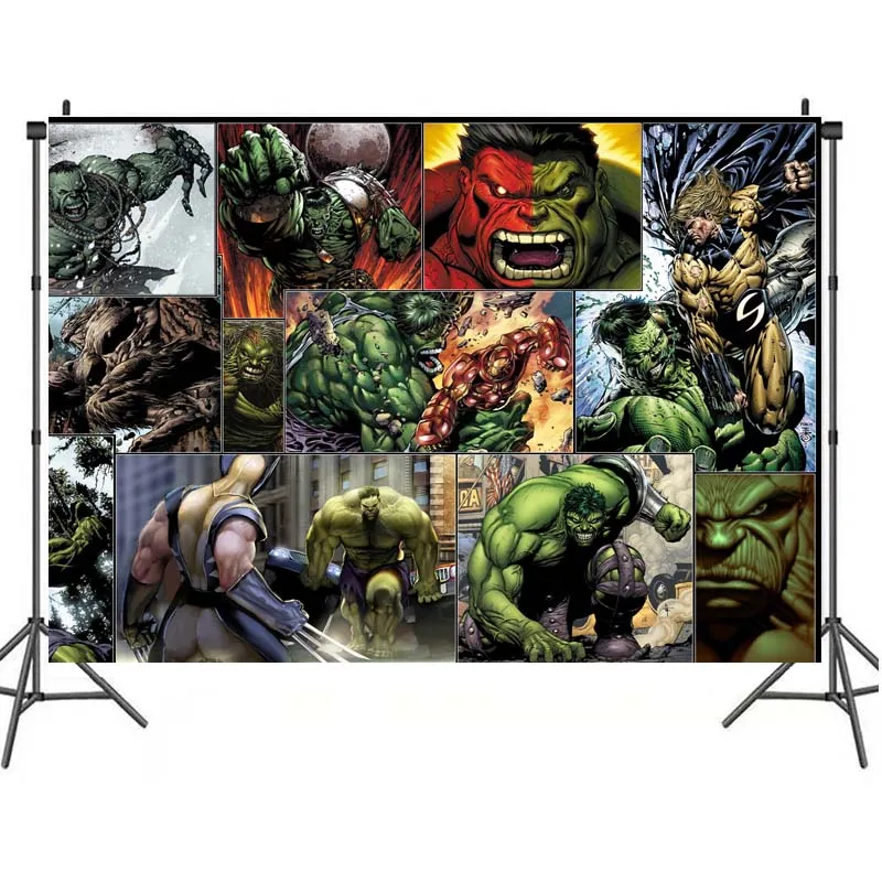 Accessoires de Studio de photographie de super-héros personnalisés, décoration de fond Hulk joyeux anniversaire pour enfants, bannière de fête de famille en plein air