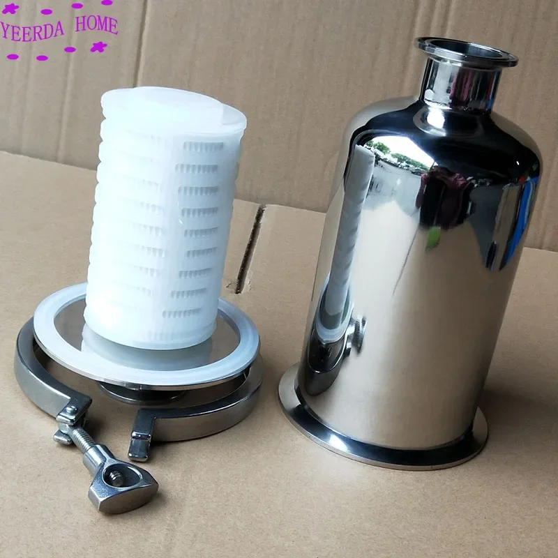 جهاز تنفس معقم SS304 مرشح الأنابيب الصحية الطويق OD 50.5 مللي متر فلتر الهواء ثلاثي المشبك مصفاة PPT عنصر مرشح 5 "/10"