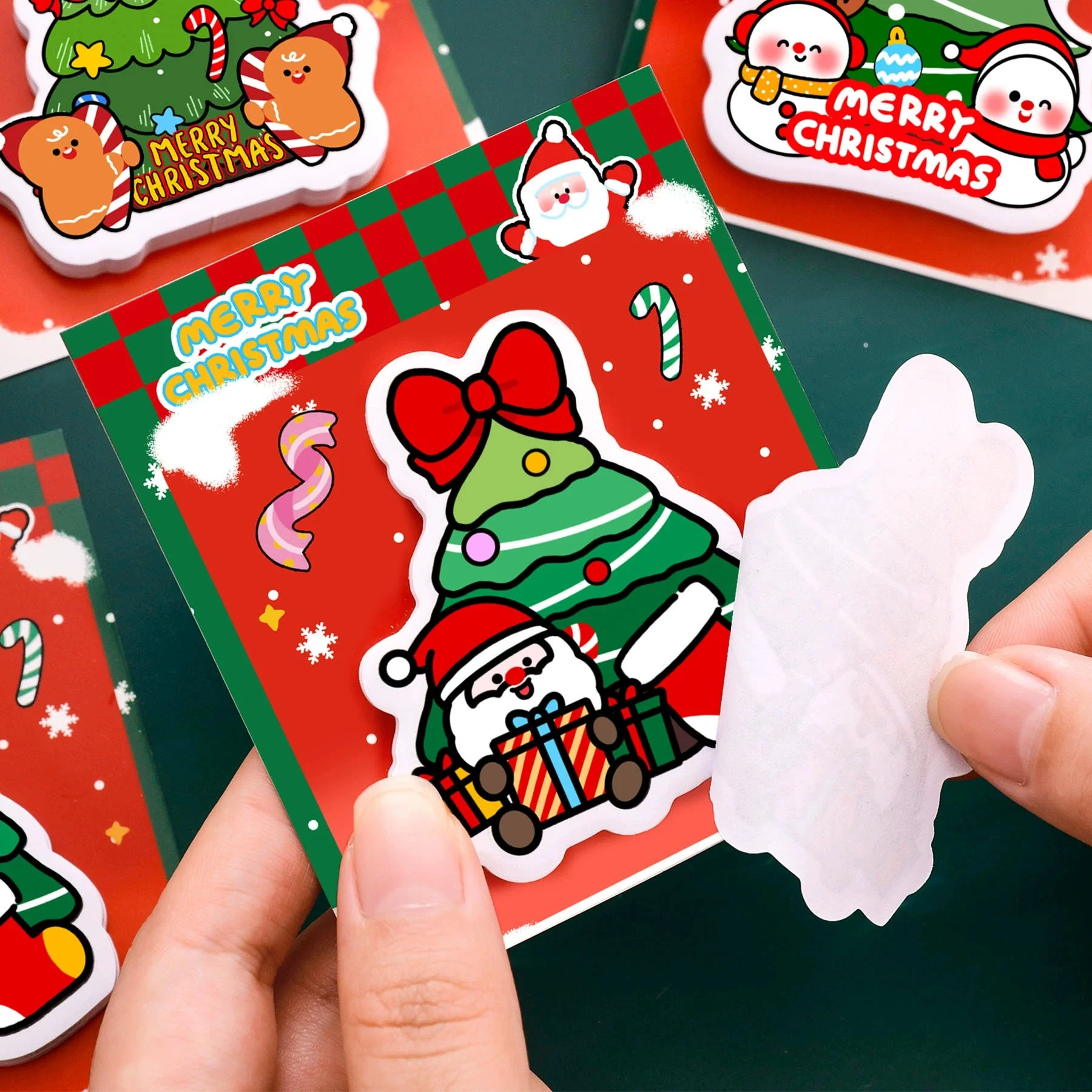 30 ورقة على شكل شجرة عيد الميلاد، ملاحظات لاصقة ذاتية اللصق، وسادات مذكرة، تغليف هدايا عيد الميلاد، ملصقات تزيينية