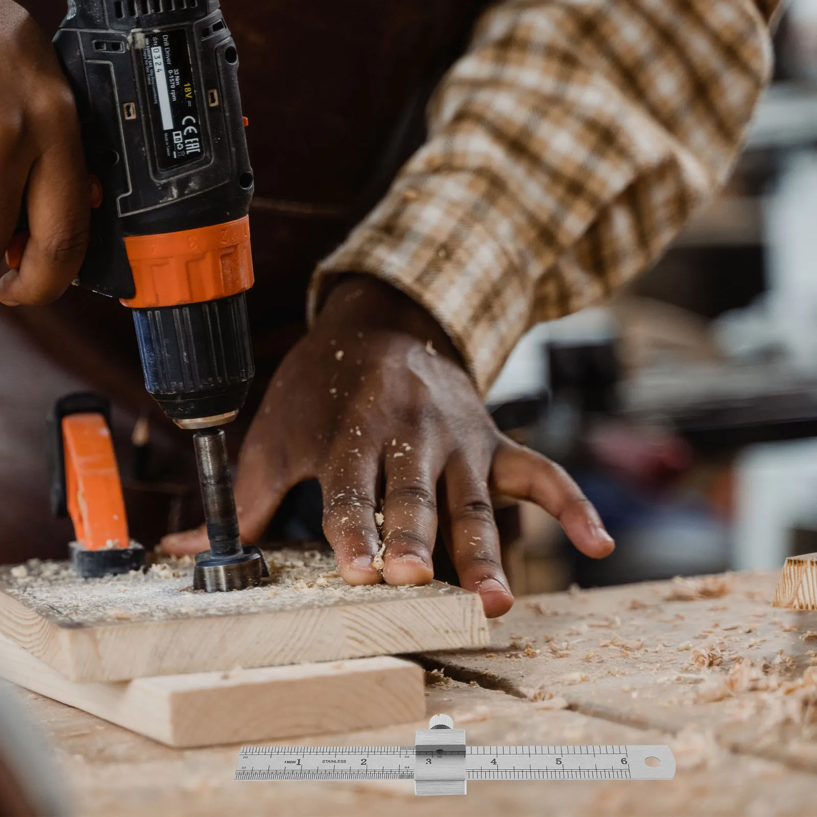 

Precision Stainless Steel Ruler with Positioning Block Durable Measuring Tool for Drawing and School