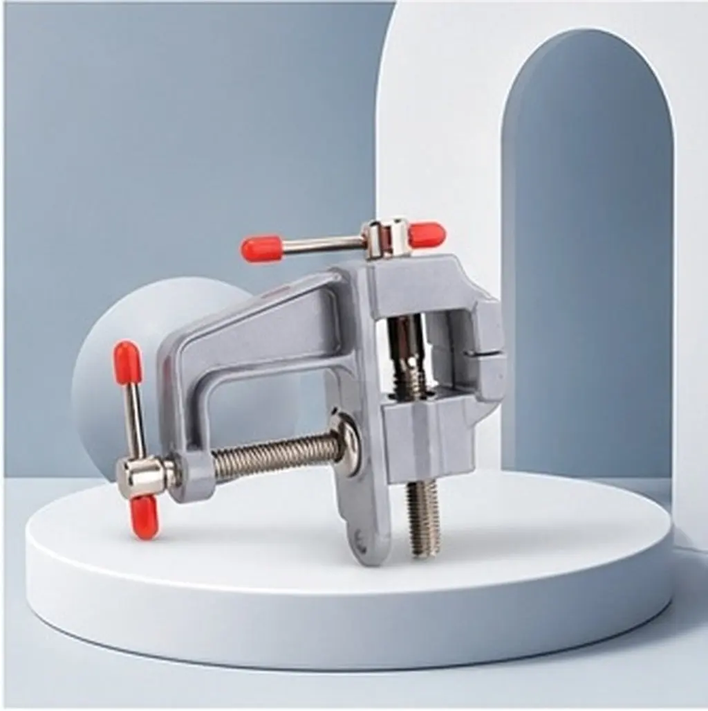 Portable Flat Table Vise Made of Die Cast Aluminum Alloy Steel Handle Screw Heavy Duty Yet Lightweight for Jewelry Woodworking