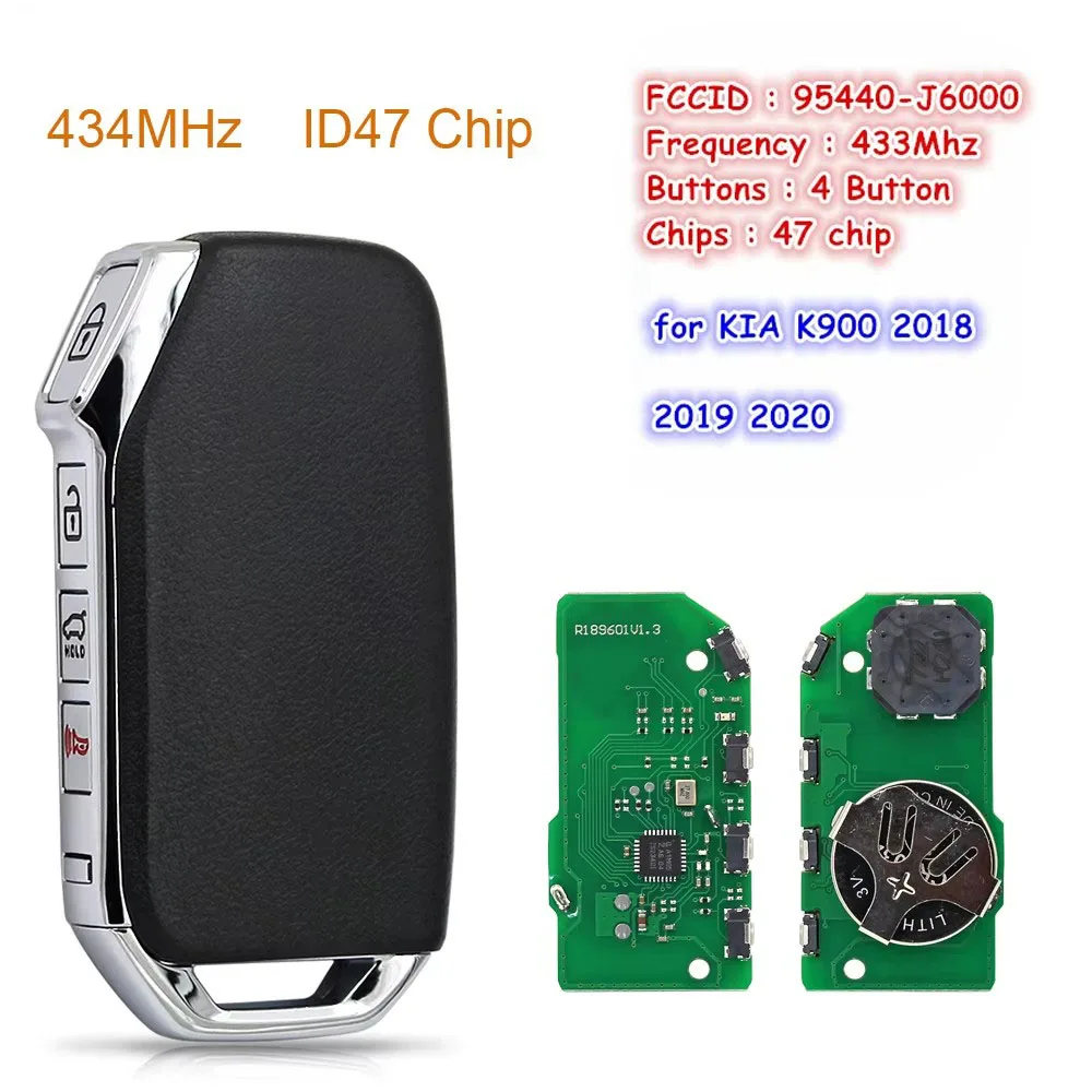

KEYECU 4 Button Smart Car Key For KIA K900 2018 2019 2020 Proximity Keyless Remote Fob 47 Chip 433Mhz TQ8-FOB-4F17 95440-J6000