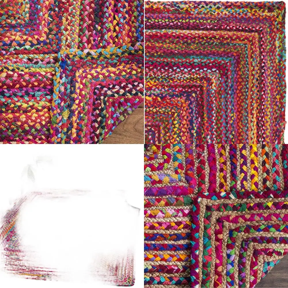 

3x5 Red & Multicolored Handmade Braided Jute and Cotton Area Rug, COD Collection, Woven Design (202A)