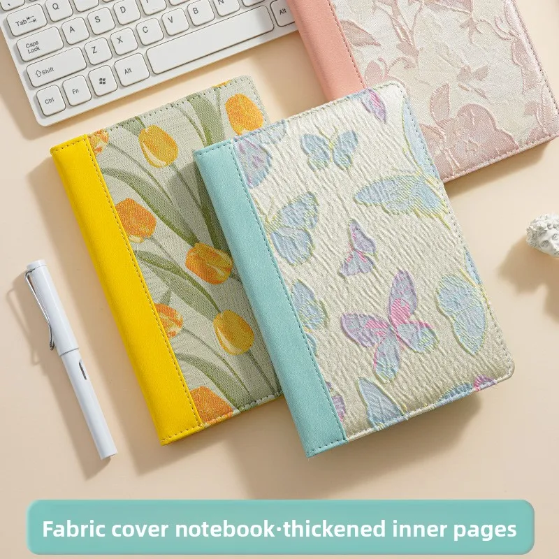Hand Stitched Fabric A 5 Size Journal Friendly Thread Binding Retro Styles Notebook for Creative Writing and Note Taking