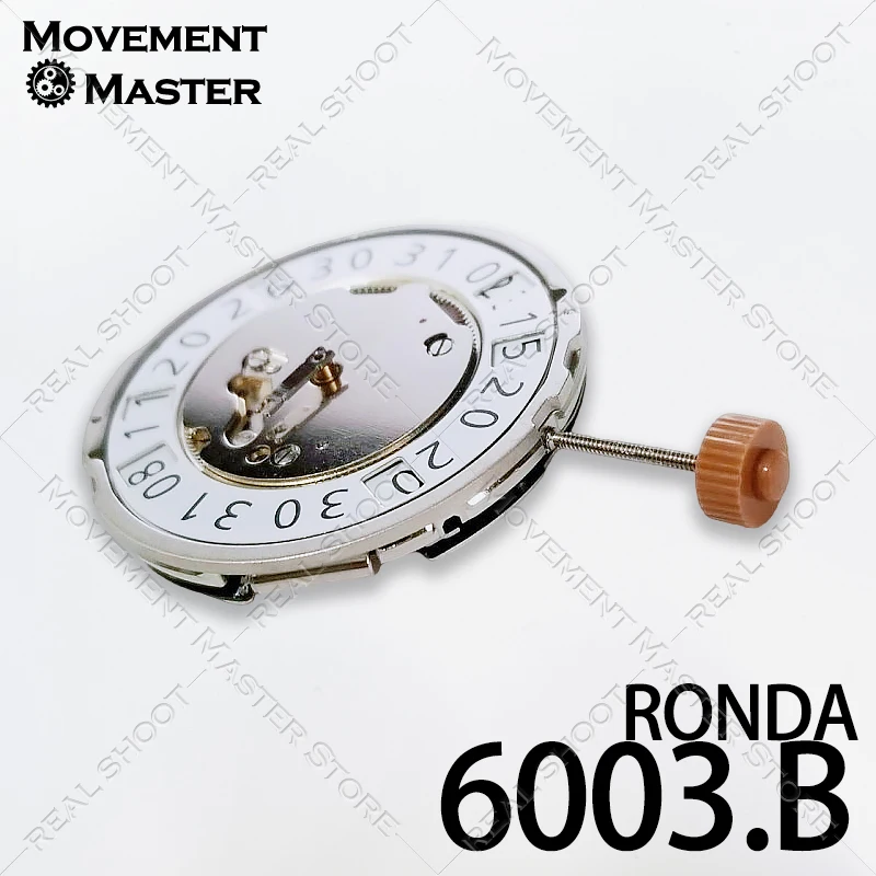 Ronda 6003.B Quartz Movement Diameter 26mm Big Date 3 Hands No. 373 Baterai untuk Perbaikan dan Penggantian Suku Cadang Jam Tangan