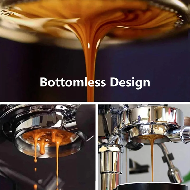 LITE-3 이어스 바텀리스 포르타 필터(파우더 트레이 2개 포함), 스테인레스 스틸 체 목재 + 스테인레스 스틸 1세트