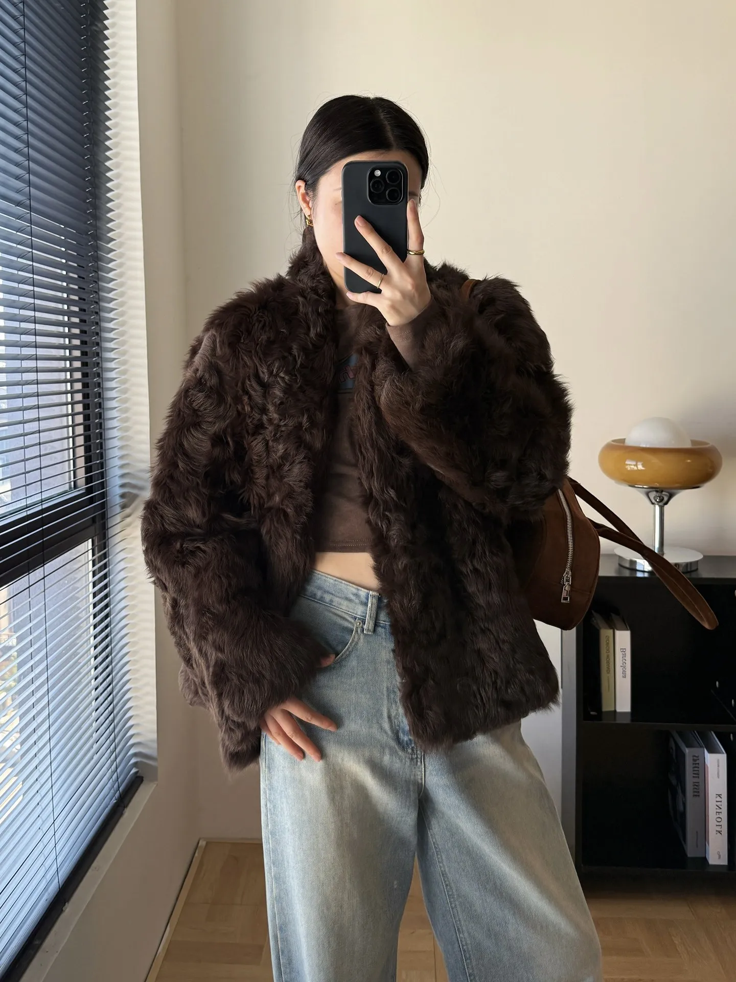 Hoogwaardig oud geld 2025, nieuwe halflange schapenvachtjas met krullende wol, lamsvachtwol en klein meerschapenbont voor dames