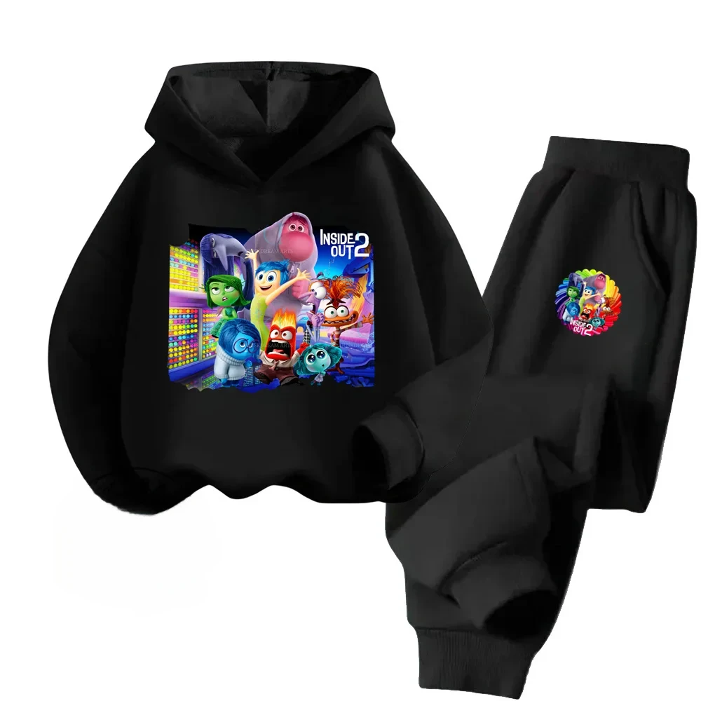 2024 Cartoon Inside Out Children Hoodie + Pants 2pcs Set Spring Fall Fashion Kids Boy Girl Clothing Casual Sweatshirt Tracksuit