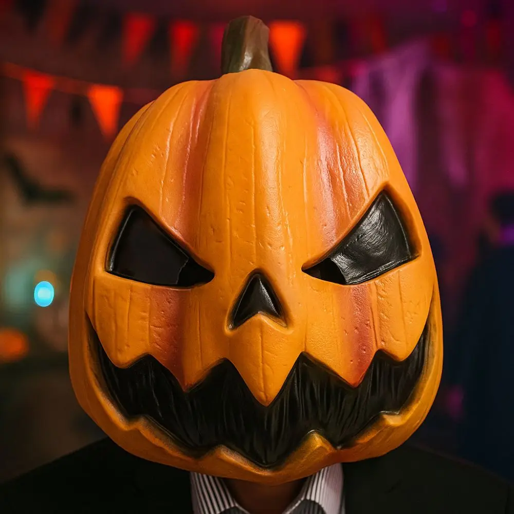 اللاتكس هالوين اليقطين قناع رأس غطاء الرأس خدعة أو علاج قناع Jackolantern تنفس الجدة قناع تنكر فستان بتصميم حالم